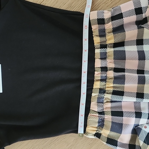 Deux par Deux Girls Mock Neck Mixed Media Plaid Press - Picture 7 of 7